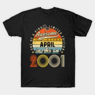 Awesome Since April 2001 Vintage 22nd Birthday T-Shirt